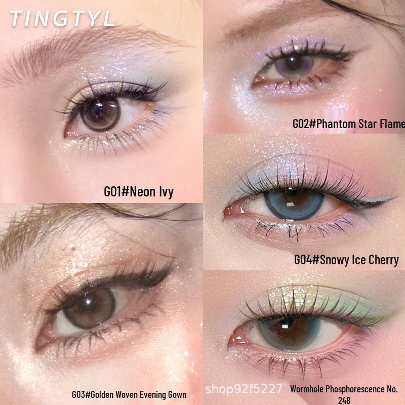 TINGTYL Gleaming Illusion Eyeshadow: Four-Color Shimmer, Chameleon Iridescent, Sheer Highlight