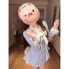 Birthday Film Skirt Korean Shirt Dress Women's Design Sense Long Sleeve Bow College Style Thin Dress