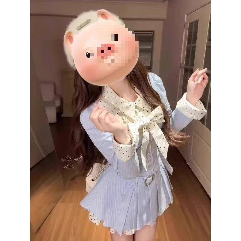 Birthday Film Skirt Korean Shirt Dress Women's Design Sense Long Sleeve Bow College Style Thin Dress