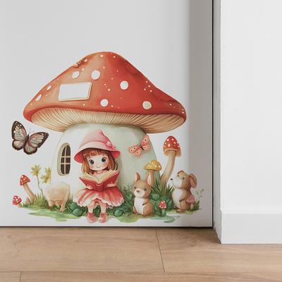 The Little Girl's Mushroom House Bedroom Living Room Home Wall Background, Beautification and Decoration Wall Stickers