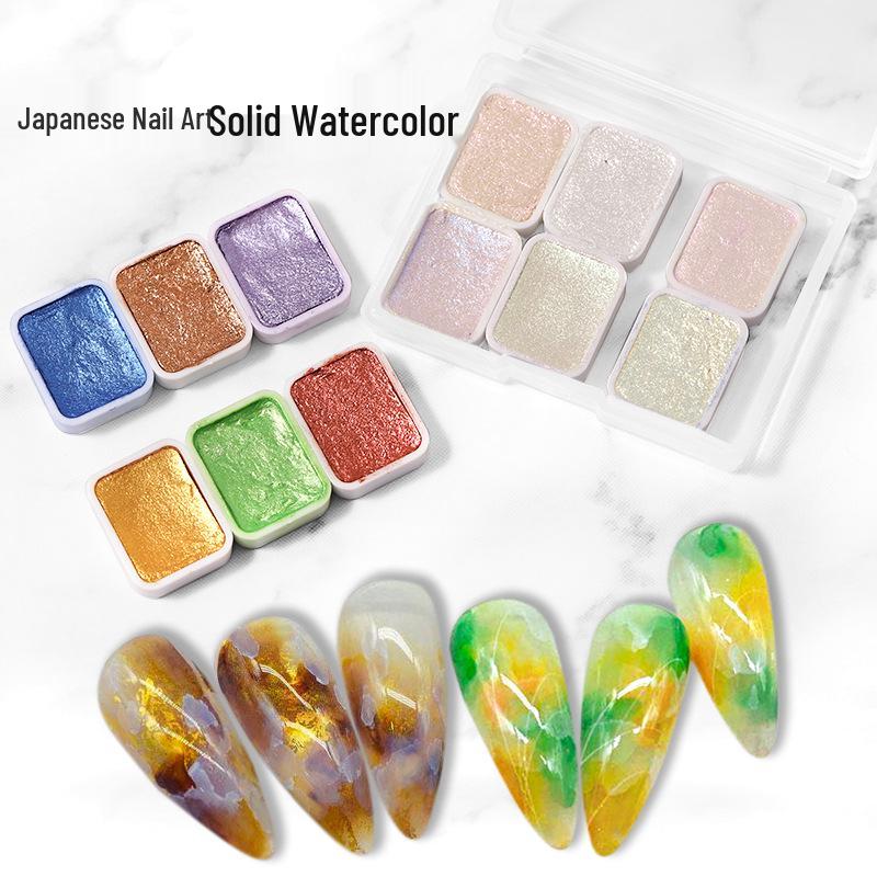 Vopsele Acuarelă Sidefate pentru Nail Art - Efecte Metalice Ombre & Marmură