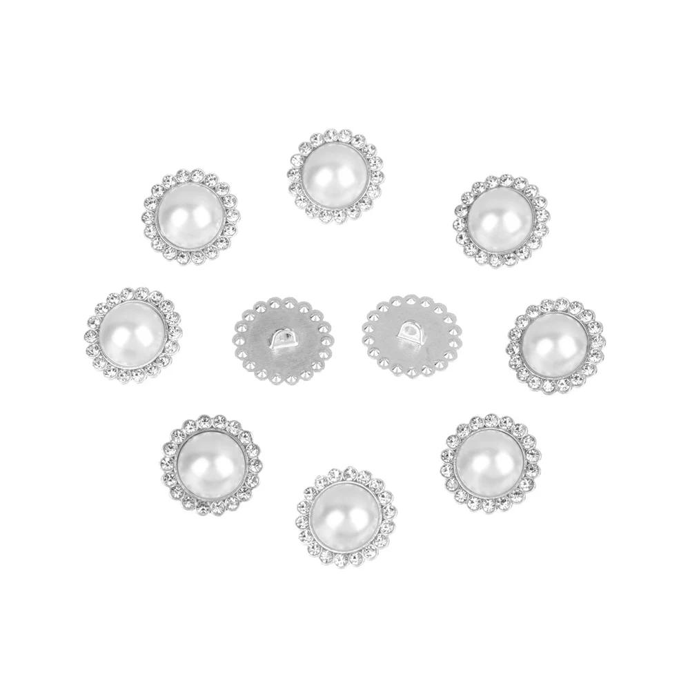 10 Pezzi Lega Strass Lucidi Perla Bottoni per Abbigliamento DIY Cucito Abbigliamento Bottone Lavorazione a Maglia Fatta a Mano Accessori Decorativi per Cucito