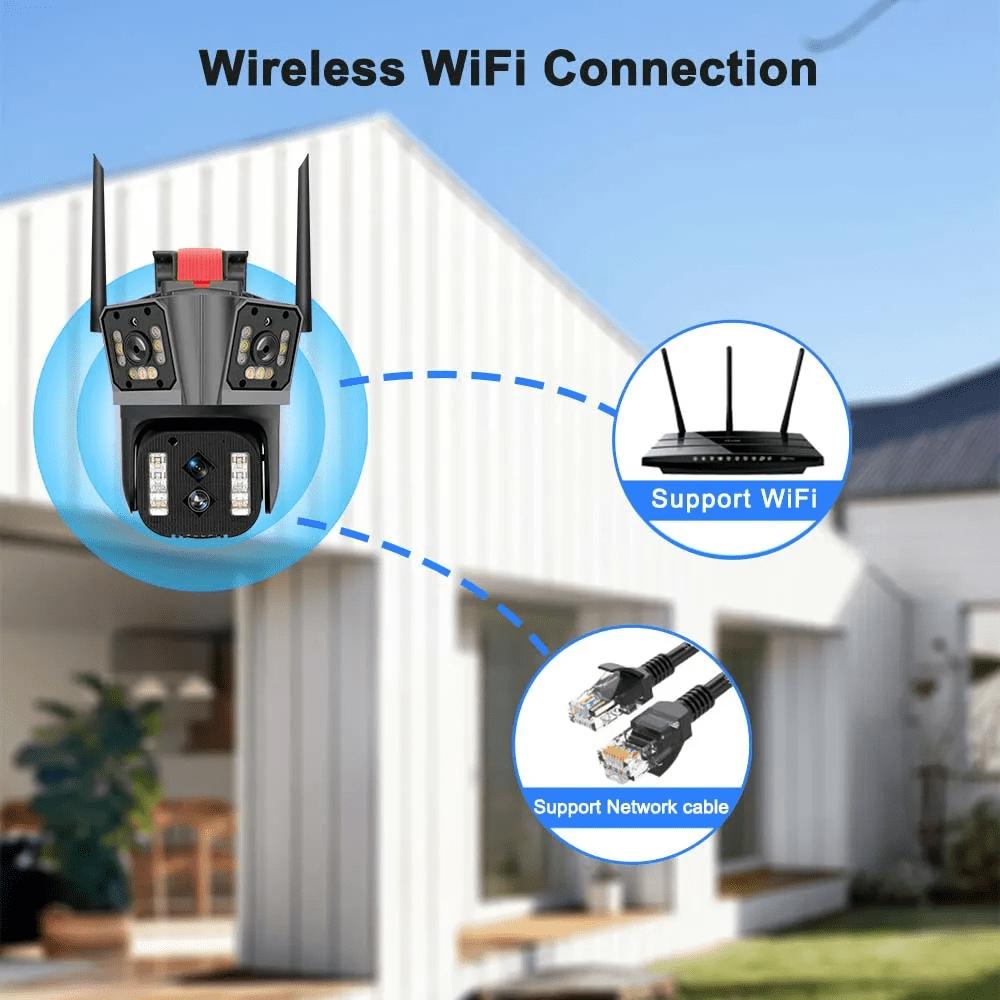 LS VISION Venkovní WIFI IP kamera 16MP 8K HD 10x optický zoom Automatické sledování PTZ Čtyři objektivy Tři obrazovky Vodotěsná bezpečnostní kamera CCTV