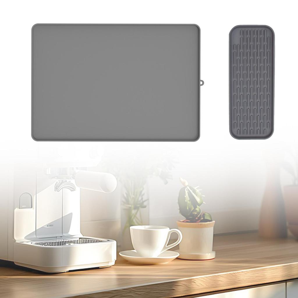 Silicone Coffee Mat with Tray Piece Set Foldable Surface Protector for Home Dining Table Bar Area