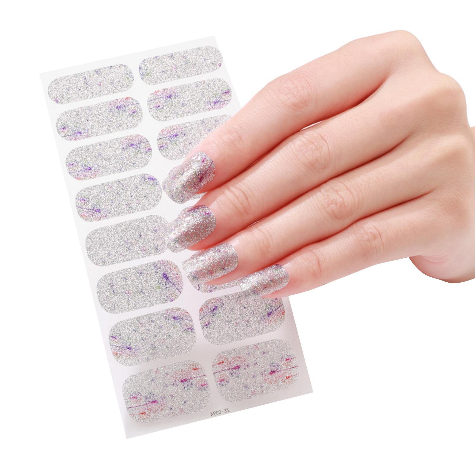 

16 полосок наклеек для ногтей, набор наклеек для УФ-лампы, дизайнерские 3D-обертки для ногтей, модные наклейки для гелевого дизайна ногтей ZE0394