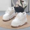 Fashion 10CM  Air Mesh Cloth Leather Ethnic Moccasins Vulcanize Native Flats Lace Up Shoes Chunky Sneaker Loafer Women Comfy