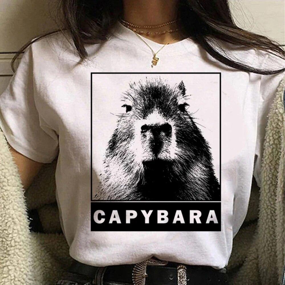 Tričko Capybara Funny Capy narodeniny Grafika Ženy Neformálne Vintage tričká Roztomilá kreslená potlač Streetwear Ženy Tričká s krátkym rukávom