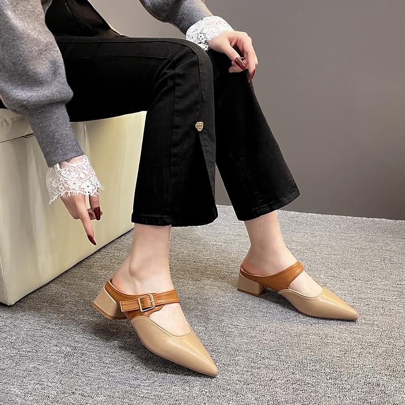 Fashion Pointed Toe Women's Slippers Summer 2025 New Shoes Woman High Heels Elegant Dress Party Sandals Ladies