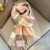 New pure wool plaid scarf British men and women couples winter warm double-sided fringed high-end scarf