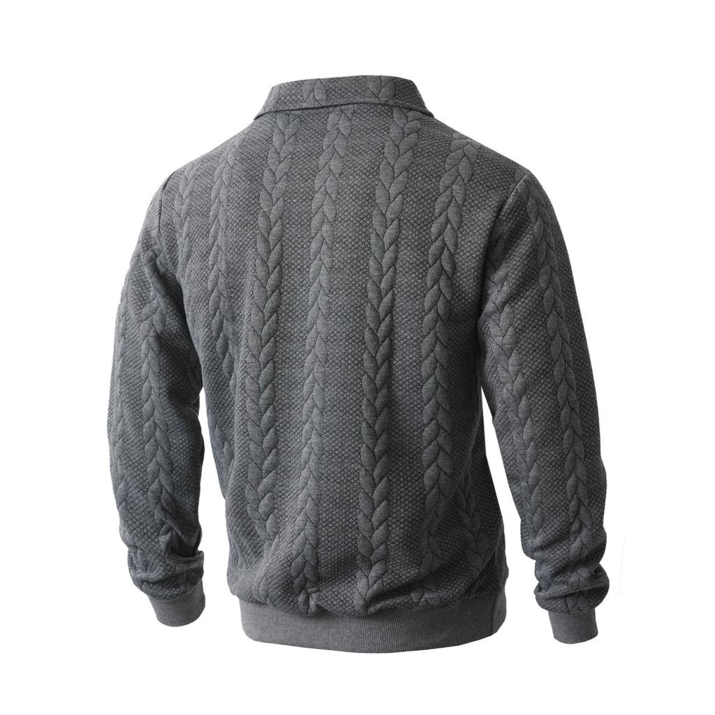 Autumn and Winter Collar, Pullover, Half Open Collar, Zipper Hoodie, Jacquard, Casual Sports, Men's, Knitted Sweater
