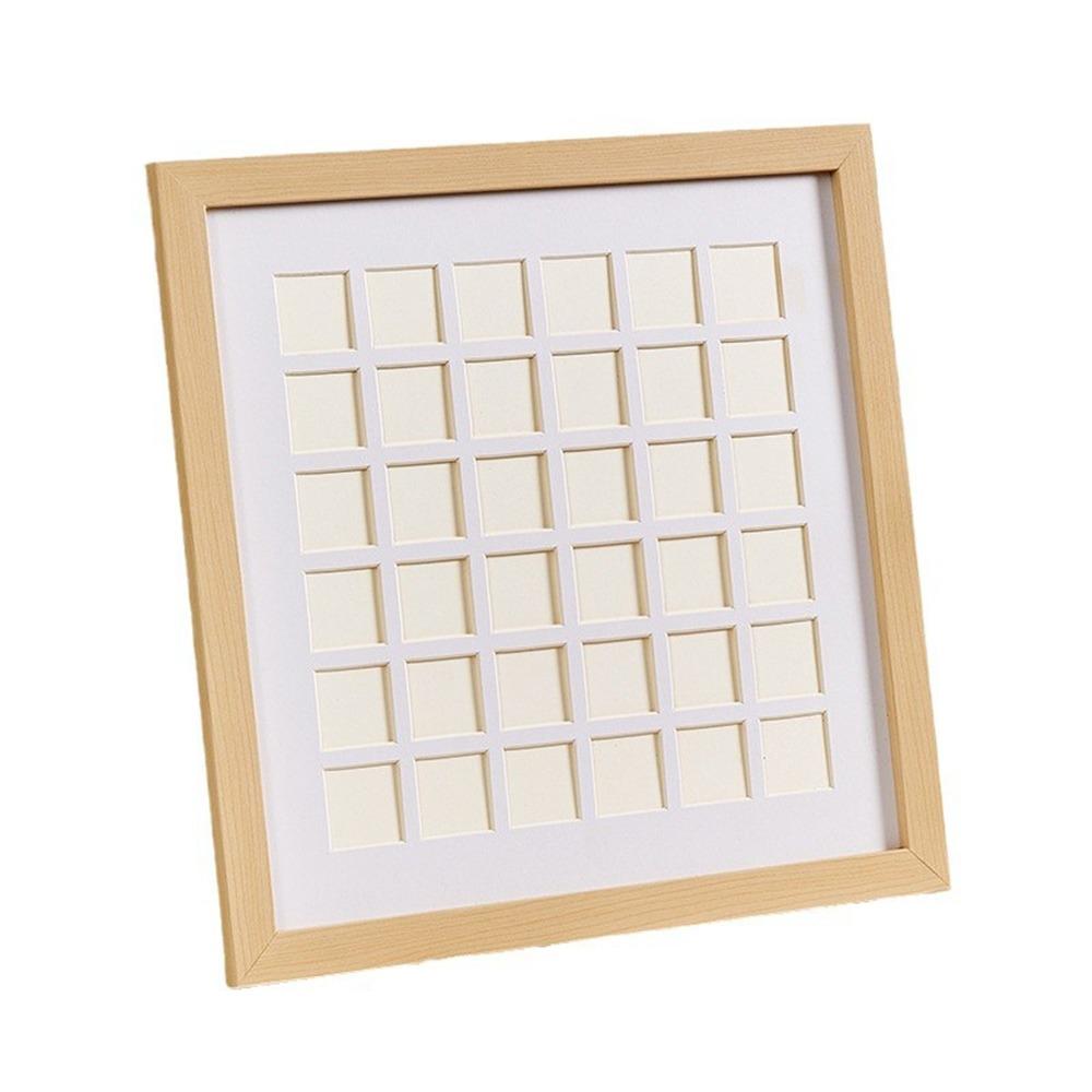 

36/48 Grids Collage Picture Frame DIY Art Display Frame Leaf Collection Photo Frame Desktop Light Brown-30*30cm
