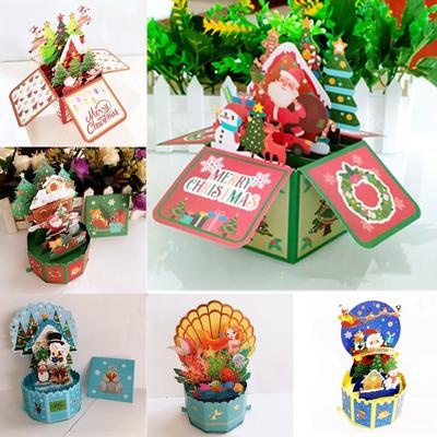 Kerstman 3D Pops-up Boeket Kerst Festival Vrolijke Kerstkaarten Bedankkaarten Decor Cadeau