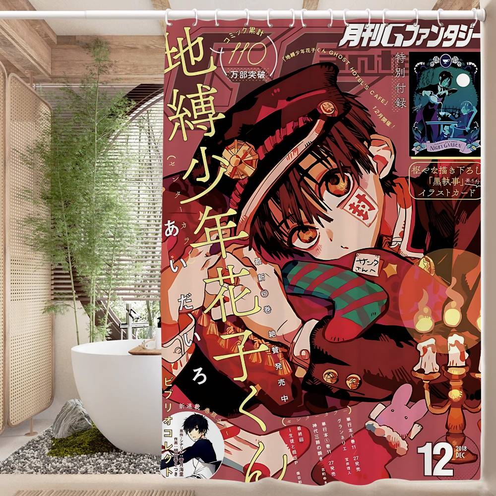 Anime Toilet B-Bound H-Hanako Kun Shower Curtain - Water-Repellent And Leak-Resistant, Mold And Mildew Resistant For