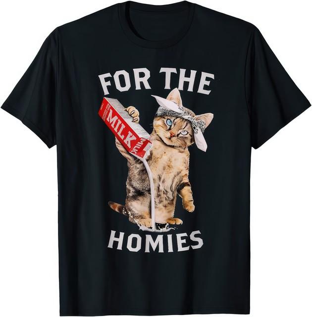 Milk Cat For The Homies Funny Cute Meme Cat Graphic Unisex T Shirt S