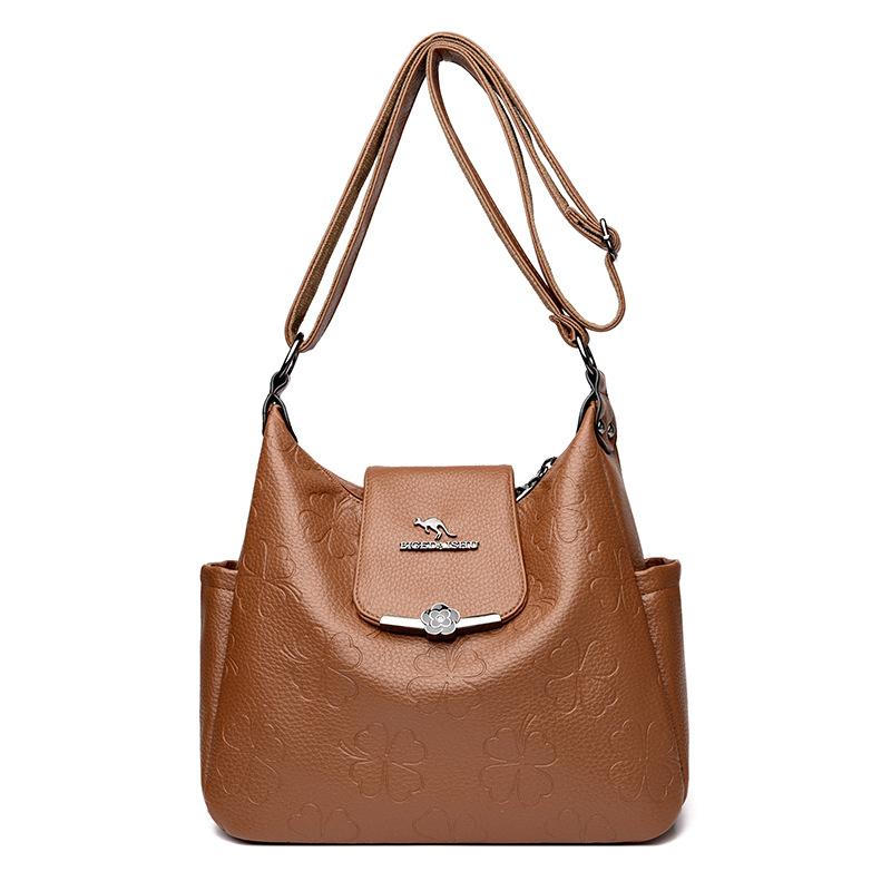 Soft Leather Large Capacity Crossbody Bag Women's Shoulder Bag Middle-aged Mother Bag