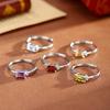 S925 Silver Natural Crystal Open Ring, Adjustable Size, Elegant Simple Finger Ring, Fashion Jewelry Accessory for Girls, Gift for Girlfriend
