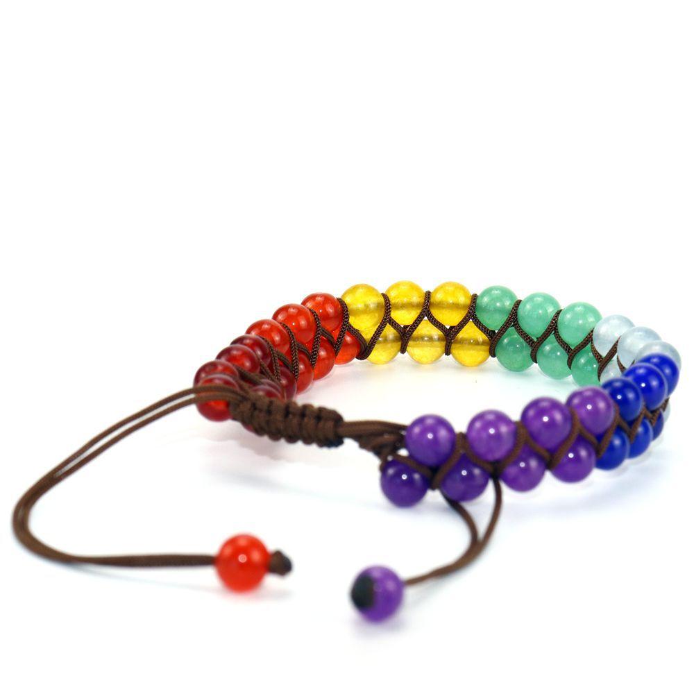 Hand-Woven Round Bead Natural Stone Crystal Double-Layer Woven Couple Bracelet B16