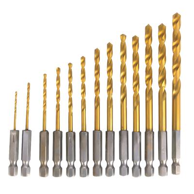 13-teiliges Bohrer-Set aus Schnellarbeitsstahl, 14 Zoll, Sechskantschaft, 1,5–6,5 mm, für Holz, Kunststoff, Metall