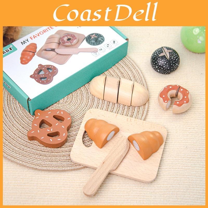 Funny Wooden Simulation Velcro Bread Cutting Game Children Toy Set For Kids Developmental Play