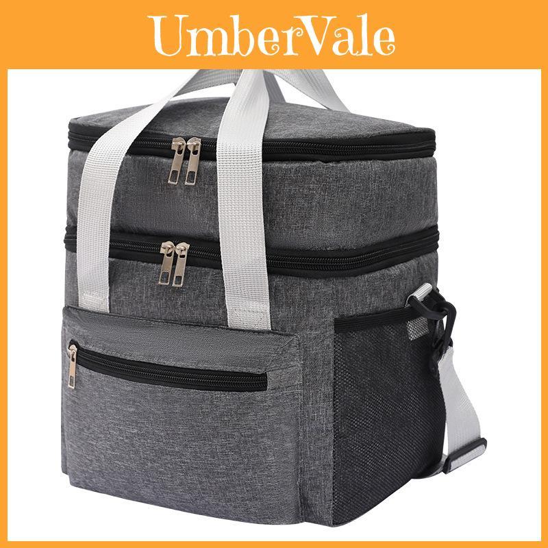 Minimalist Double Layer Insulated Lunch Bag With Oxford Fabric For Outdoor Activities And Work