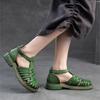 Johnature Sandali intrecciati traspiranti scavati Scarpe da donna in vera pelle stile romano retrò