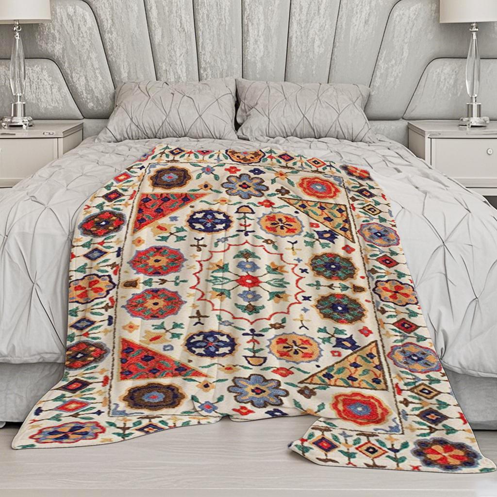 Colorful Geometric Pattern Microfiber Flannel Cover Blanket Bedroom Living Room Sofa Soft And Comfortable Home Decoration