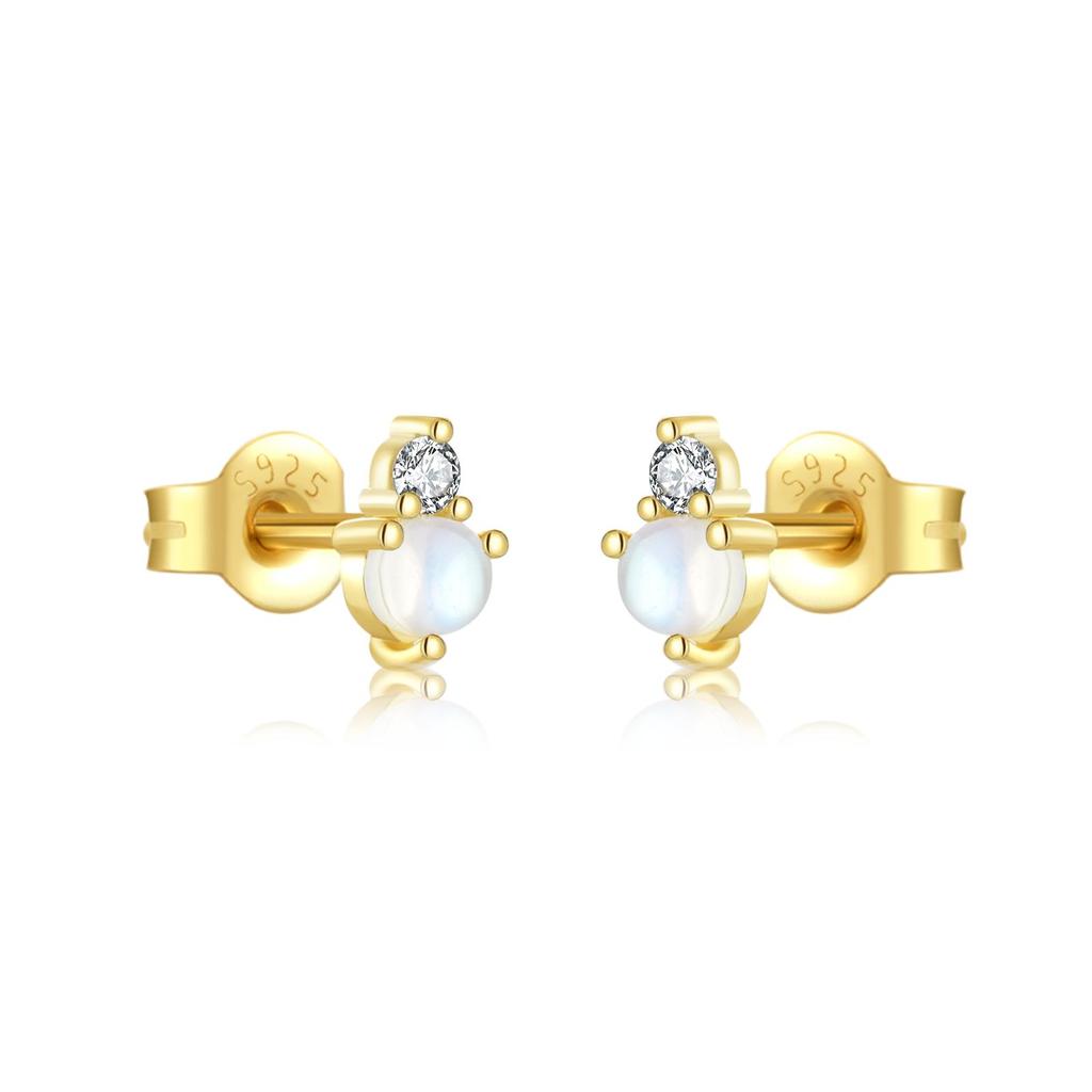 ANDYWEN 925 Sterling Silber Gold Mondstein Edelsteine Stud Ohrring Kristall Luxus Piercing Pendientes Frauen Hochzeit Feine Juwelen