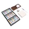 Mini Watercolor Paint Set 15 Grid Wood Palette 24 Colors Portable Sketchbook Painting Kit Watercolor Travel Set