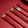 5 Pairs Christmas Chopsticks Food Grade Plastic + Alloy Food Stick Non-slip Reusable Chopsticks for Sushi Tableware