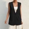 Women's Casual Summer Work Suit Vest Sleeveless V Neck Single Button Solid Color Jacket