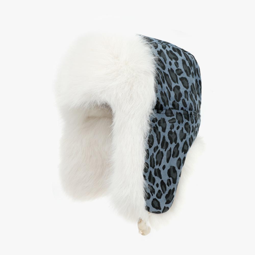 Winter Hat for Women Warm Outdoor Cycling Ear Protection Fashionable Versatile Leopard Print Cold Proof Plus Velvet Thickened Lei Feng Hat for Men