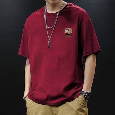 Short Sleeved T-shirt Men's Summer Pure Cotton Casual Loose Men's T-shirt Japanese Solid Color Trendy Versatile Top