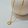 Yori Basic Paperclip Chain Round Sailor Clasp Necklace Waterproof 18K Gold Plated Stainless Steel DIY Jewelry Bijoux Femme