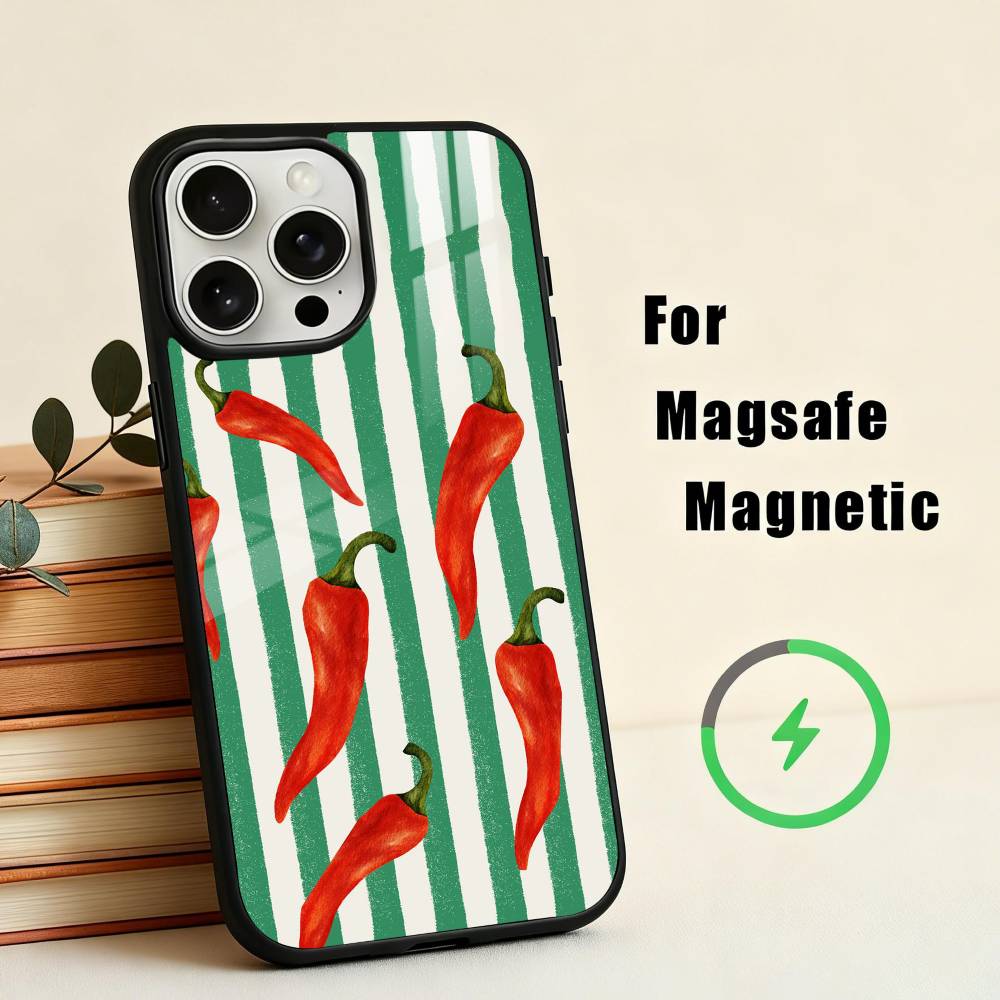 L-Love Red Chili Phone Case For iPhone17,16,15,14,13,12,11 Plus,For Magnetic Wireless Charge Cover