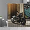 Tende da Doccia per Moto Retrò Tenda da Bagno Impermeabile con Fantasia Auto da Corsa Classica Arte Sport Estremi Decorazione per la Casa Tessuto da Parete