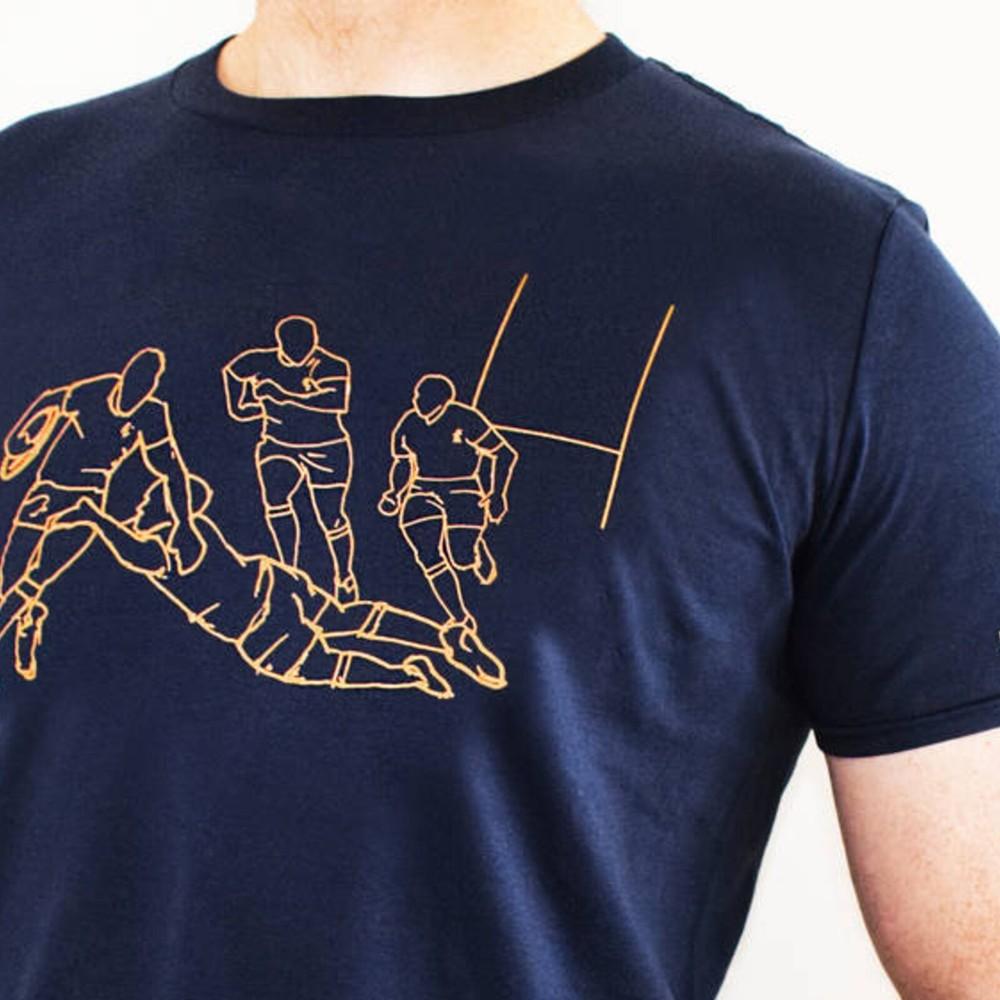 26 Персонализированная мужская футболка для регби, Спортивная футболка, Органический хлопок, Темно-синяя футболка, Унисекс футболка XXL