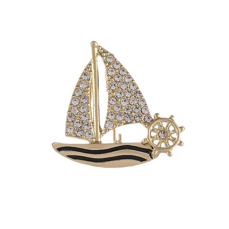 Fashion Delicate Pearl Sailboats Brooch For Women Men Temperament High-Grade Corsage Party Clothing Accessories Birthday Gifts