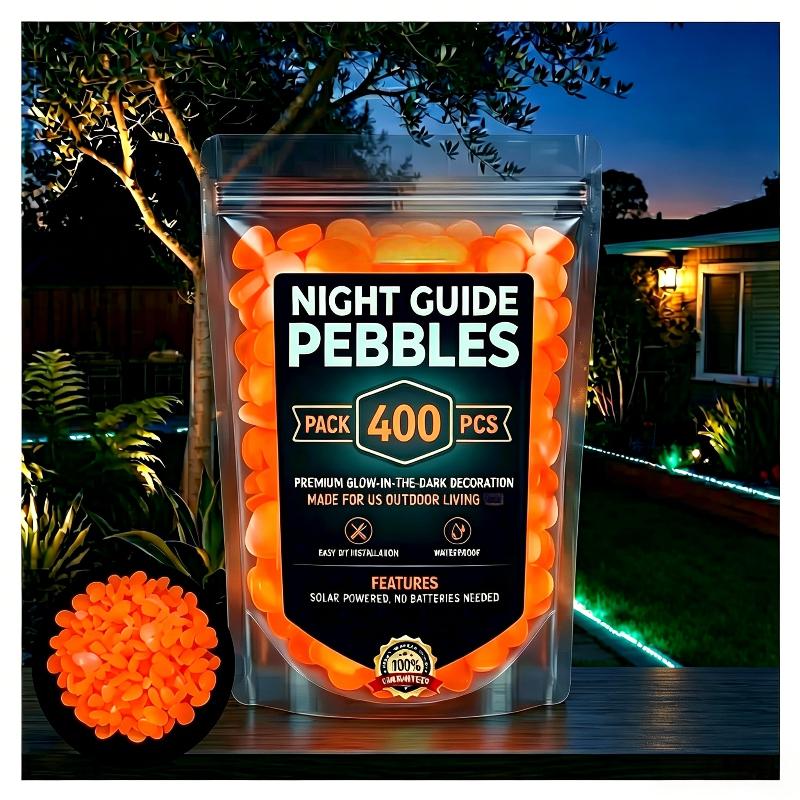 2026 Colorful Glow-in-the-Dark Garden Stones Night Guide Luminous Pebbles Rainbow Glow In The Dark Stepping Rocks Outdoor