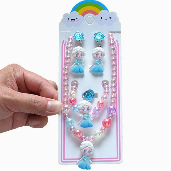 Frozen Princess Kids' Necklace & Bracelet Gift Set for Christmas or Birthday