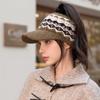 Autumn and winter new thickened warm knitted empty top hat color matching jacquard cap female versatile shows small face