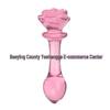 Transparent Pink Rose Glass Butt Plug for Men & Women Anal Massage