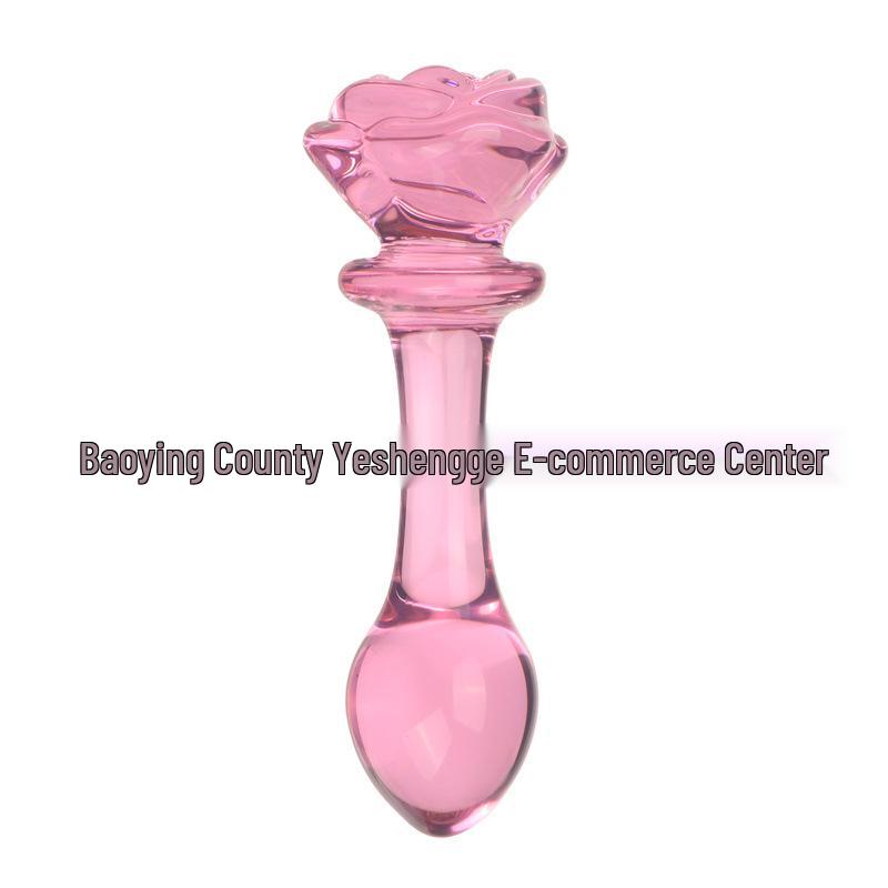 Transparent Pink Rose Glass Butt Plug for Men & Women Anal Massage