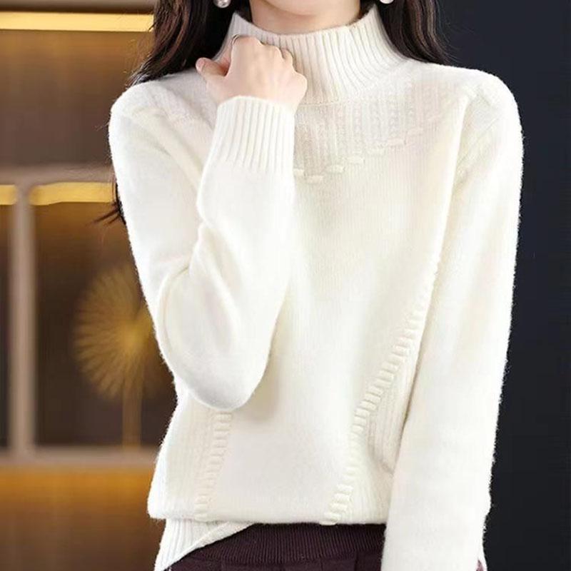 

Женский свитер Осень Зима Утепленный Теплый Вязаный Эластичный С длинным рукавом Оверсайз Топ XXXL белый