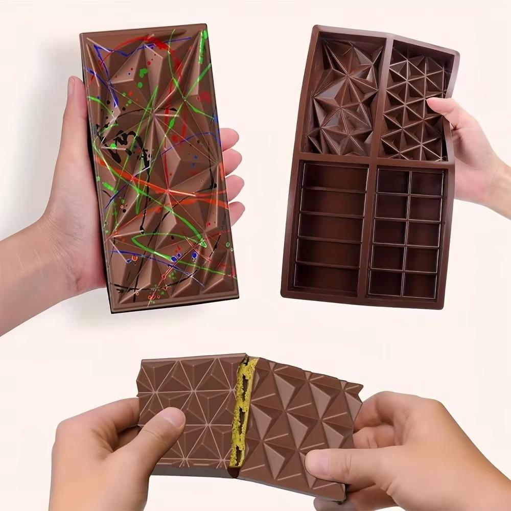 Deep Dubai Chocolate Bar Mold - Large Silicone Mold for Pistachio Filled Bars & Knafeh Cream, Professional Candy Making Tool