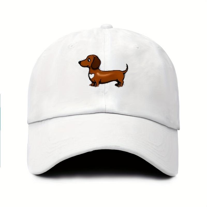 Cute Sausage Dog Pattern Printed Baseball Hat with Adjustable Snap Button Lightweight Valentine's Day Gift