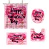 4 Stück Valentinstag Romantische Rose Blume Gedrucktes Badezimmer-Set Wasserdichter Duschvorhang Fußmatte Toilettenmatte U-förmige Matte