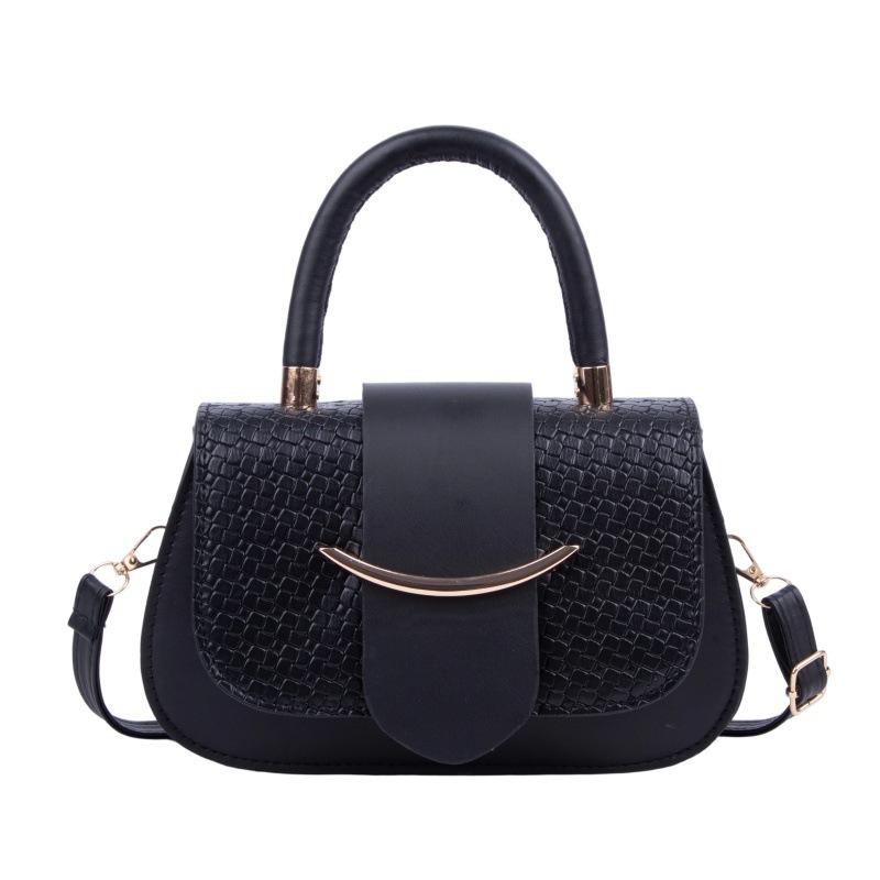 Модная плетенная сумка-квадрат женская новая трендовая универсальная сумка-тоут нишевая сумка через плечо кросс-боди седло чёрный