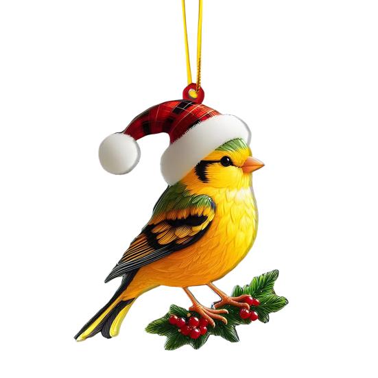 2D Acrylic Christmas Ornament Cute Flat Polar Bear/Octopus/Parrot Animal Car Rear View Mirror Charm Auto Interior Accessories for Window Wall