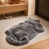 Unique Cat Pattern Floor Mat Cozy Shaped Rug, Plush Cartoon Area Mat, Soft Warm Atmosphere Interior Decor Crystal Velvet Decorative Rug for