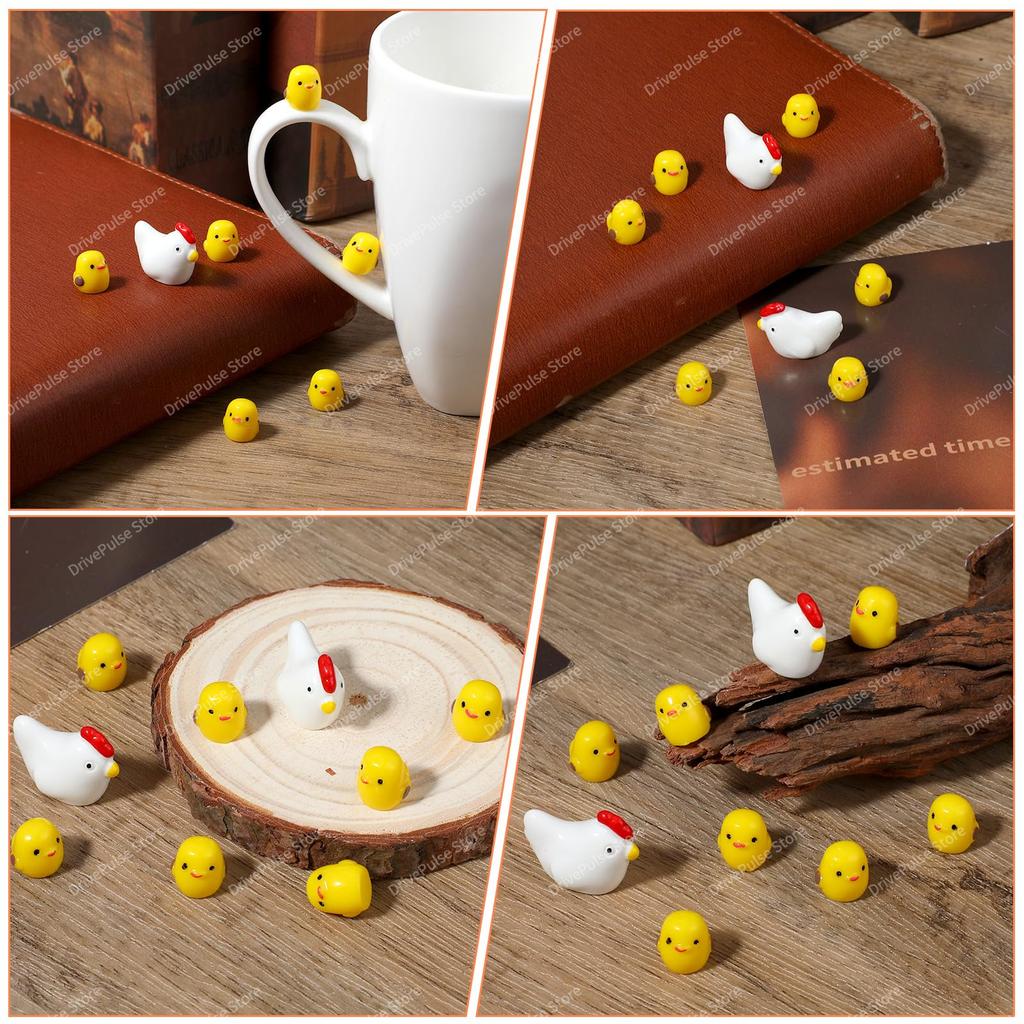 Mini Chicken Car Decor Accessories - Cute Dashboard/Rearview Mirror Charm, Fairy Garden Auto Gift, Interior Ornament